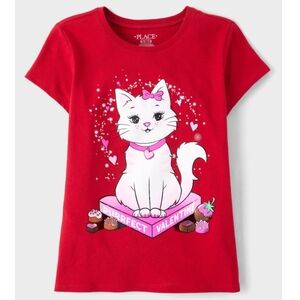 Girls Valentine's Day Cat Graphic Tee XL
